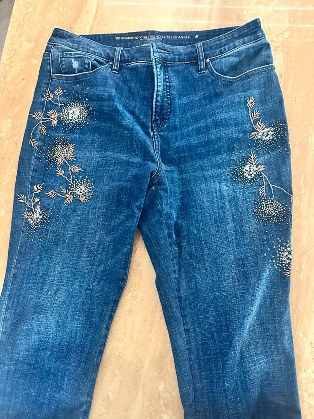 CHIO'S EMBELLISHED SLIM LEG JEANS